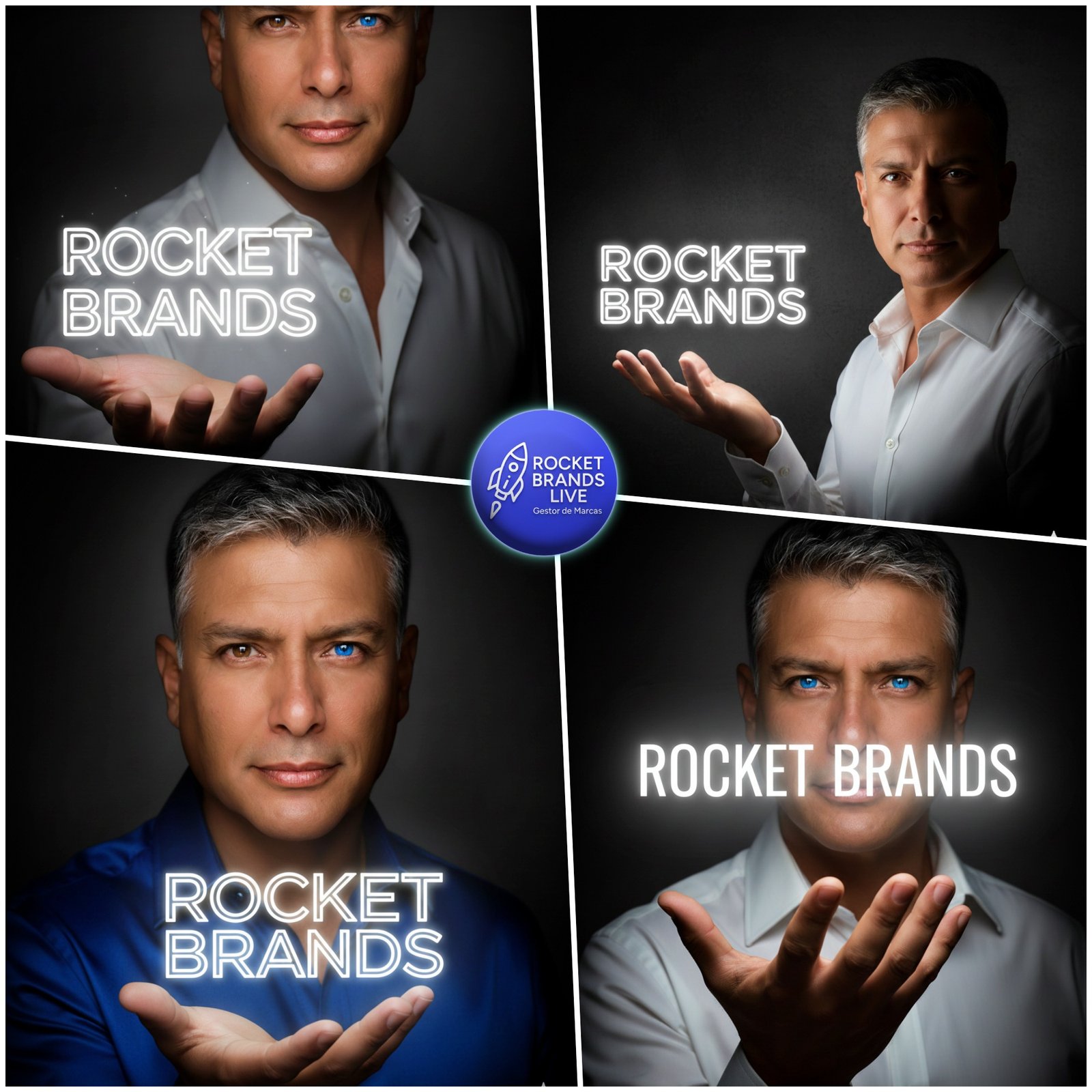 Diseño de Landing Page de Rocket Brands Live mostrando los 9 pilares estratégicos y el diseño de la web